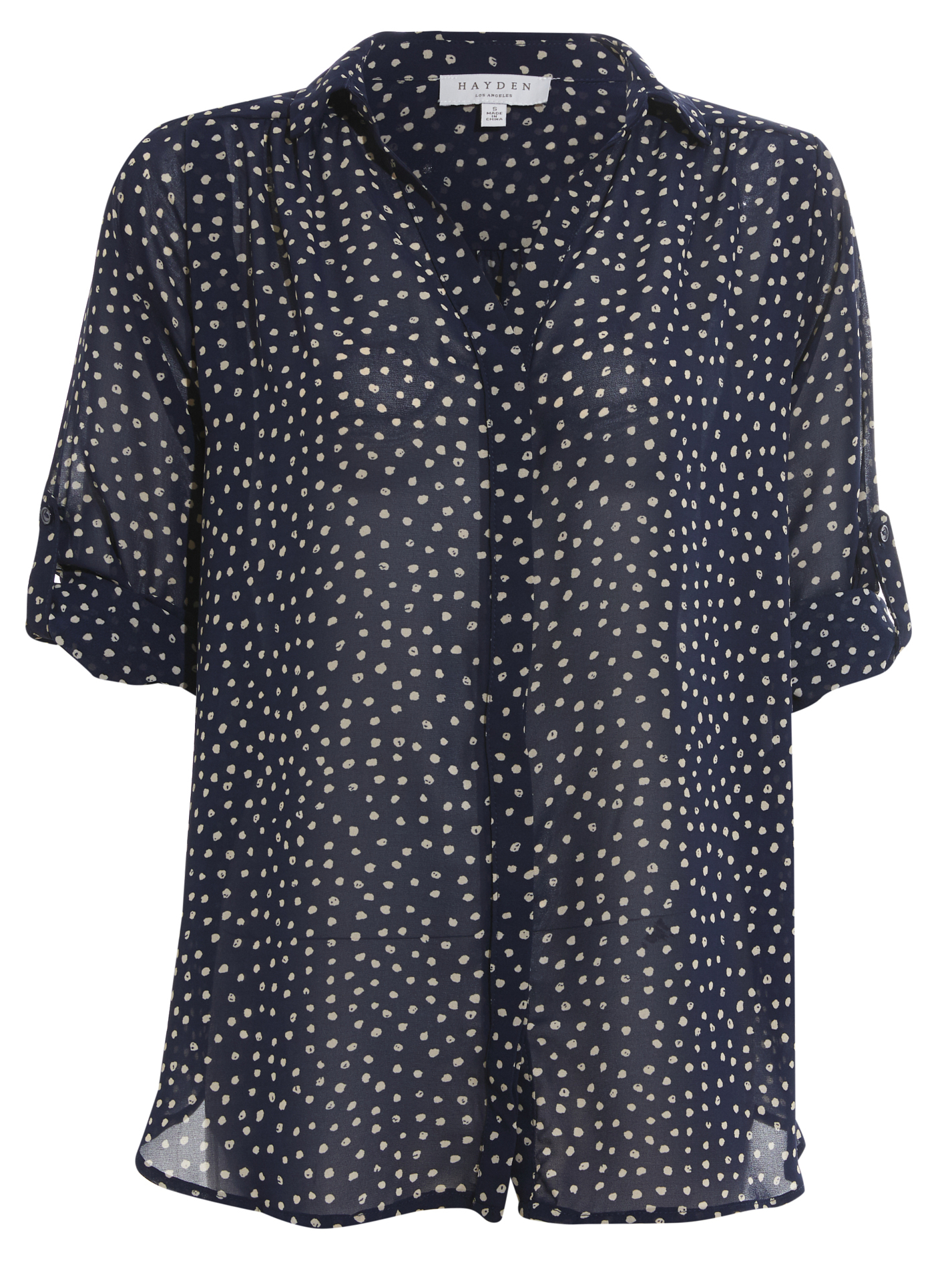 Polka Dot Top with Hidden Button Front