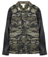 Leather Sleeve Camo Jacket