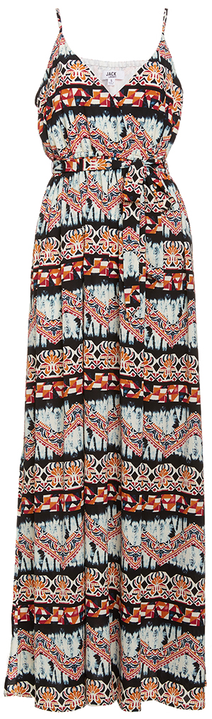 BB Dakota Woven Printed Maxi Dress w/ Tie