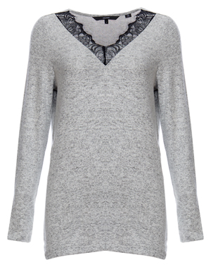 V-Neck Lace Detail Sweater