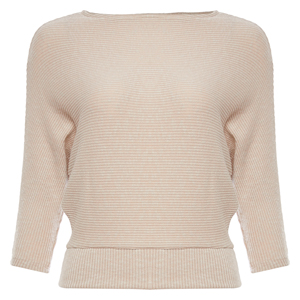 Boat Neck 3/4 Sleeve Knit Top