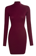 Mock Neck Fitted Rib Dress