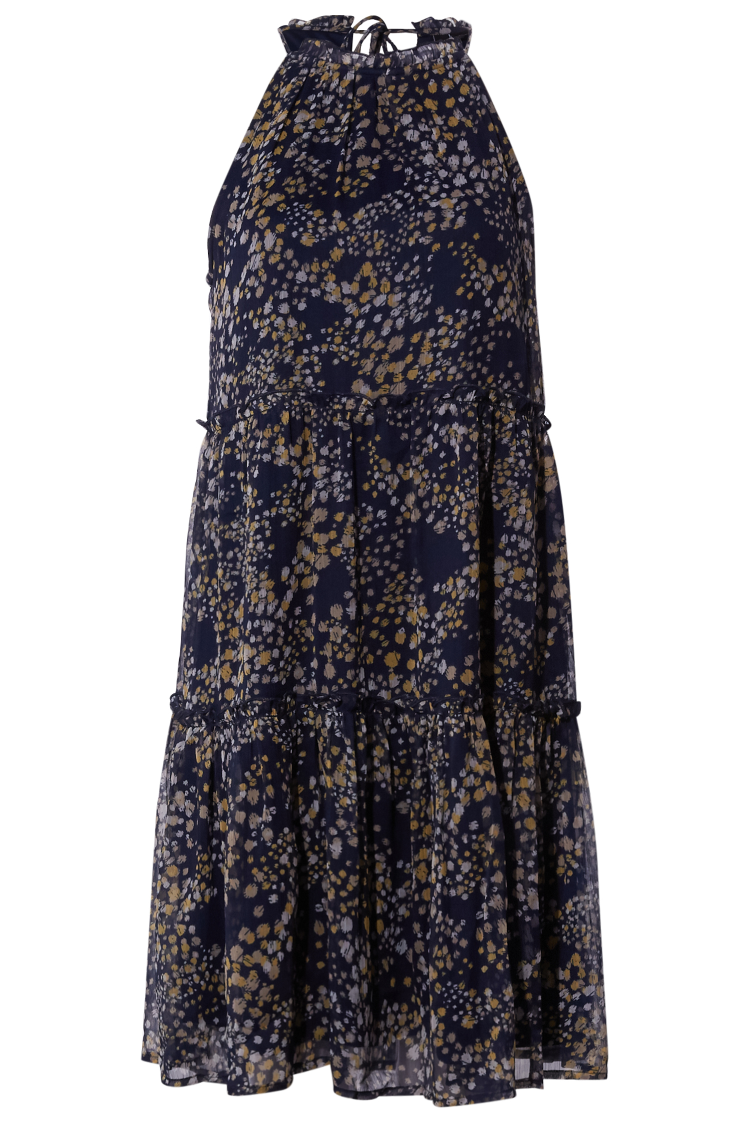 Halter Neck Mini Dress in Navy Multi | DAILYLOOK