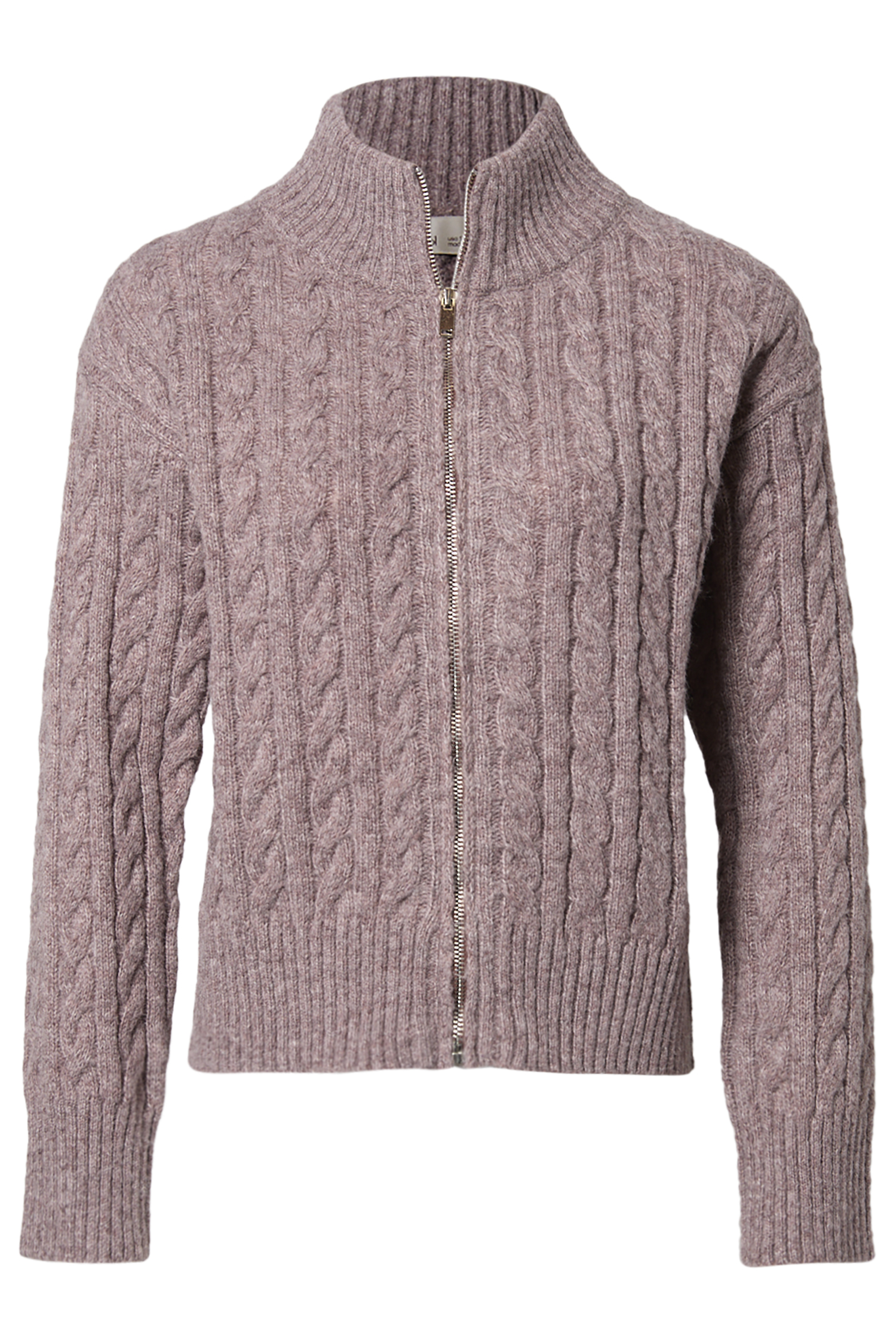 Cable Knit Zip Up Cardigan in Light Brown S/M - M/L | DAILYLOOK