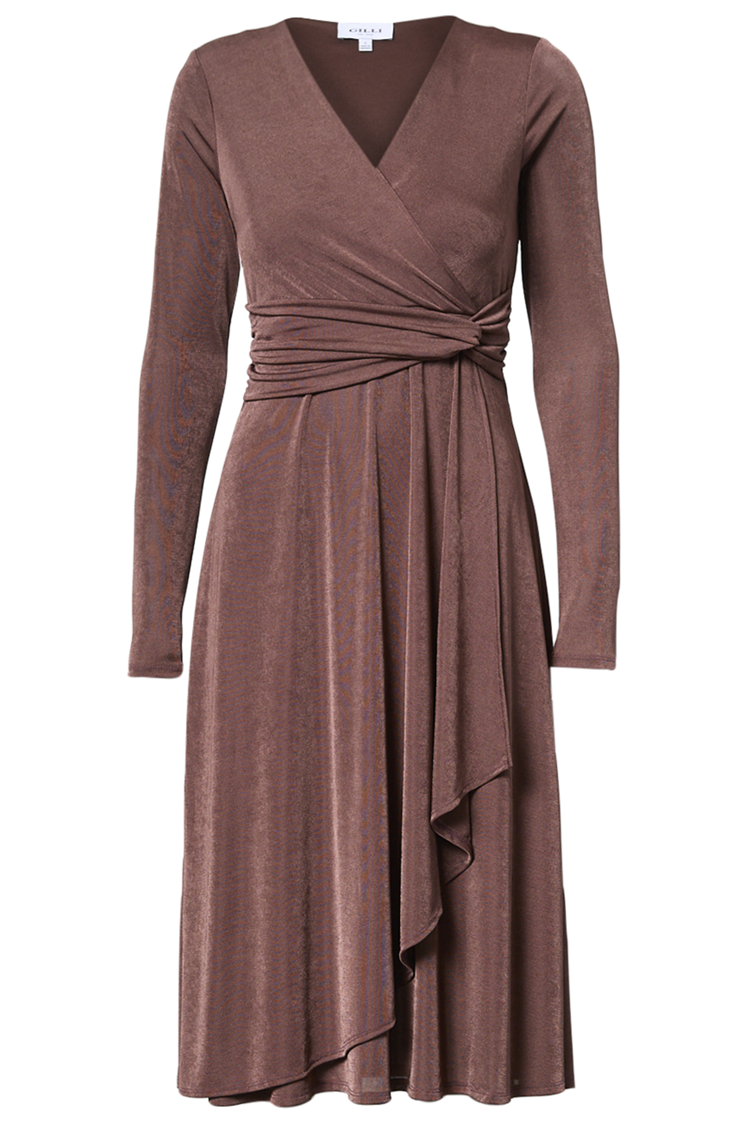 long sleeve surplice dress Plus Surplice Neck Long Sleeves Swiss Dot Belted Chiffon Party Dress