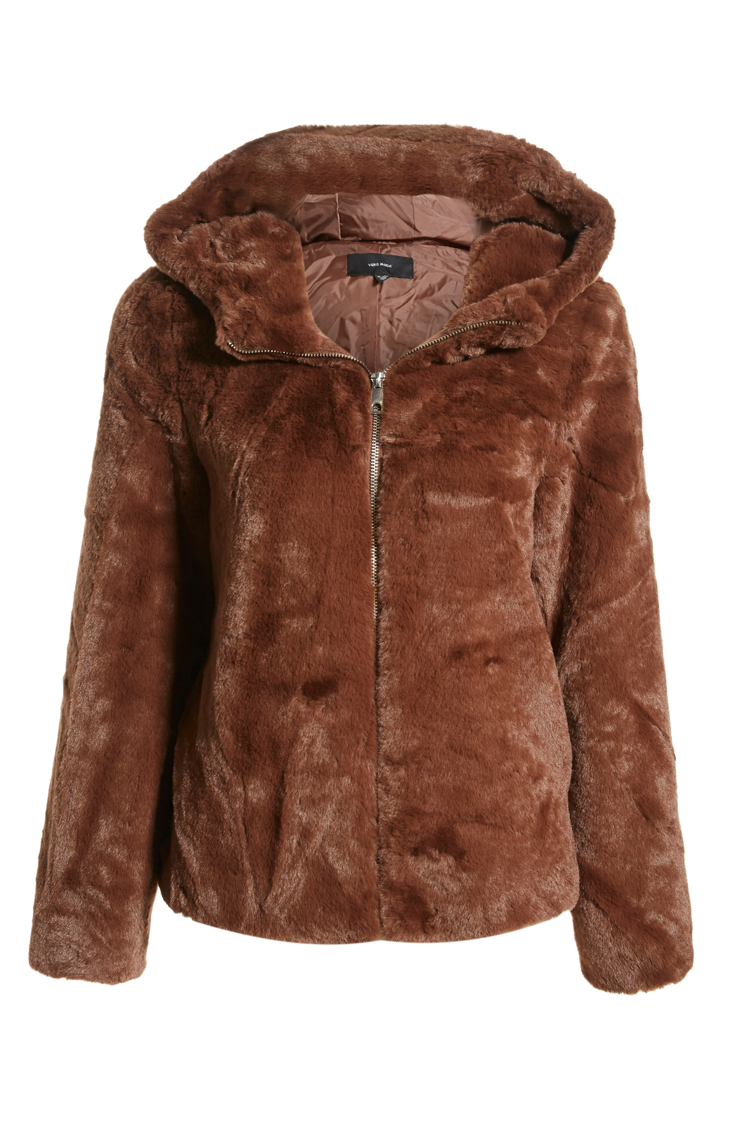 Hooded Fur Jacket M in DAILYLOOK Faux | Brown