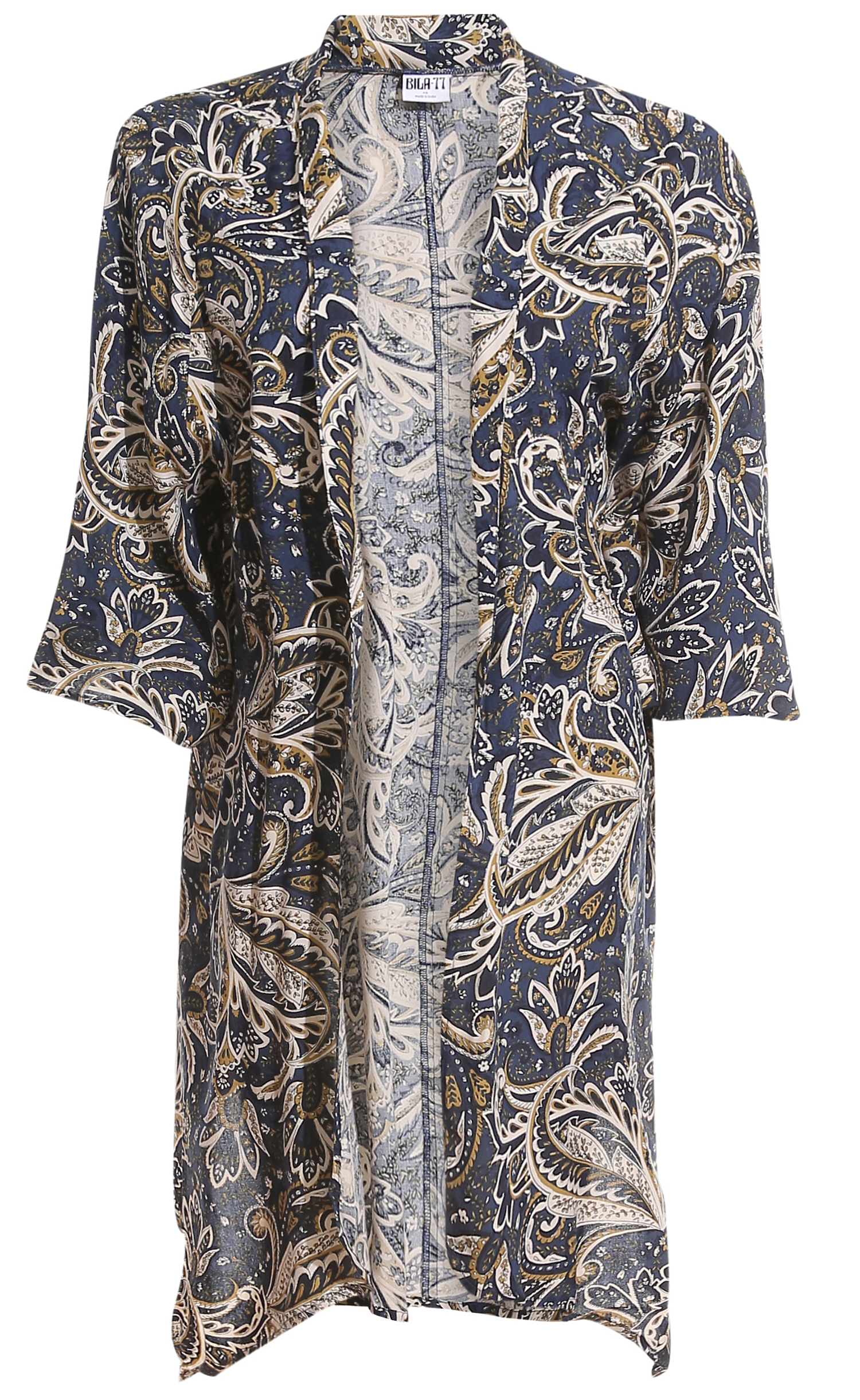Abstract Floral Print 3/4 Sleeve Kimono