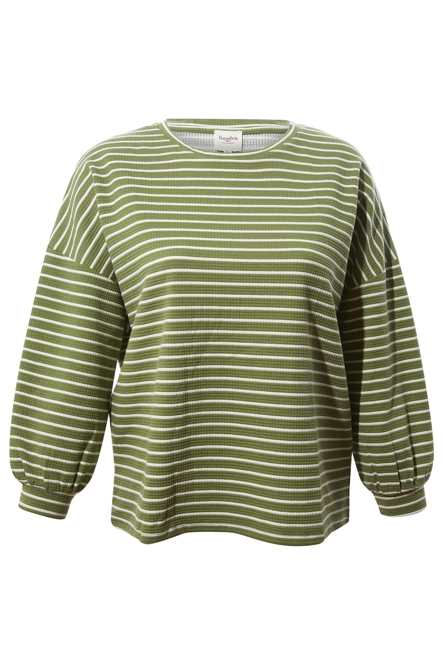 Long Sleeve Striped T-Shirt in Sage 1X - 3X | DAILYLOOK