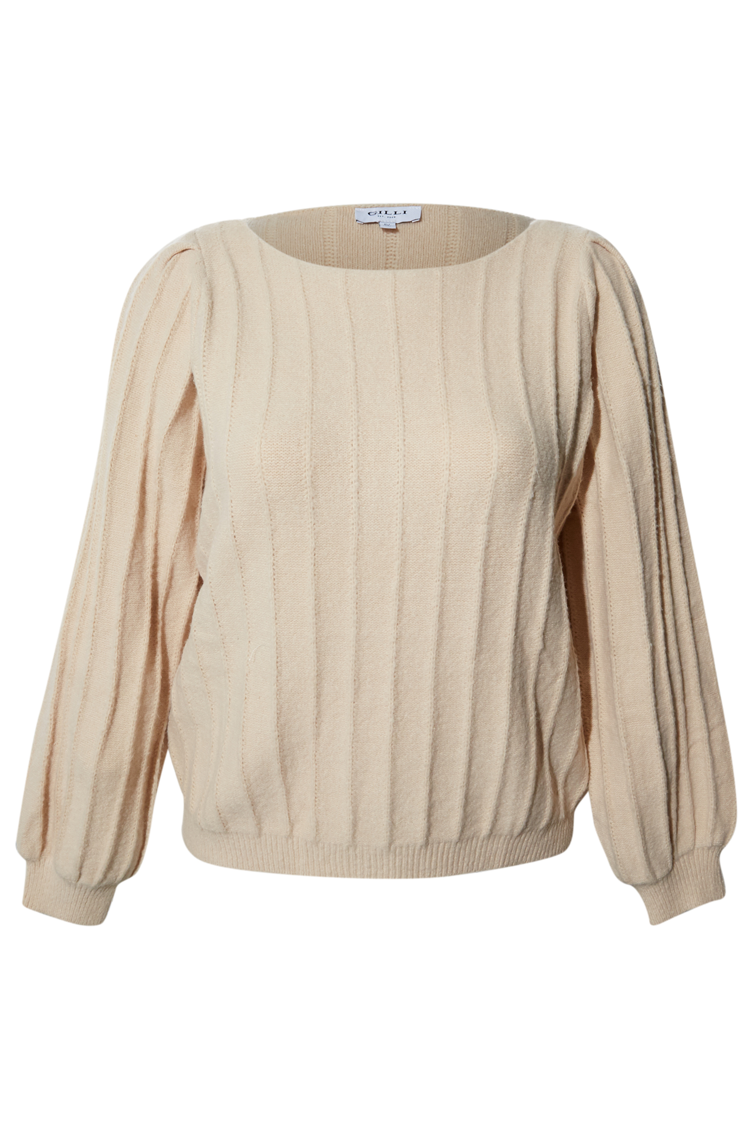 Ribbed Pointelle Knit Sweater in Taupe 2X
