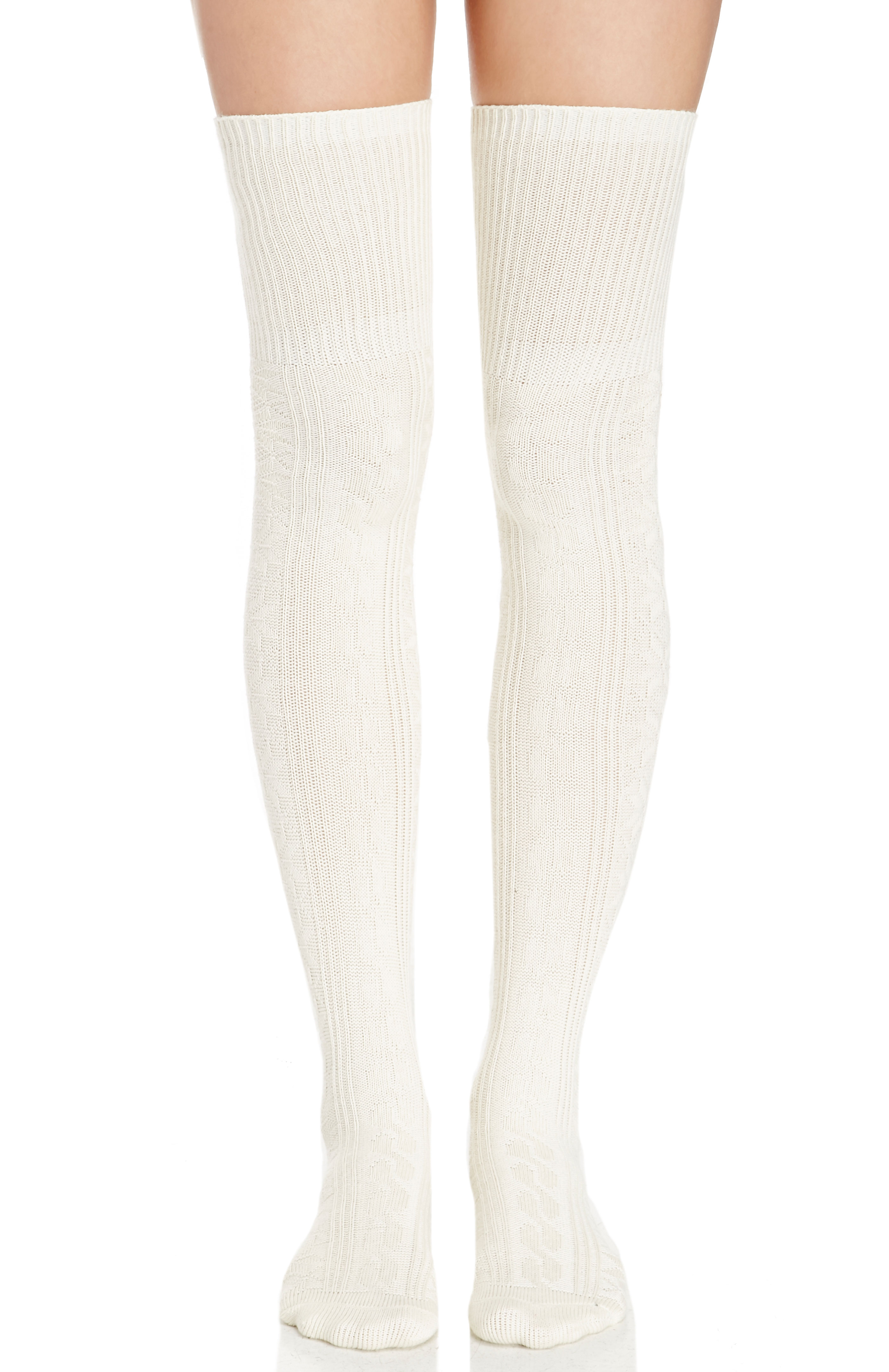 Knit Knee High Socks in Ivory DAILYLOOK