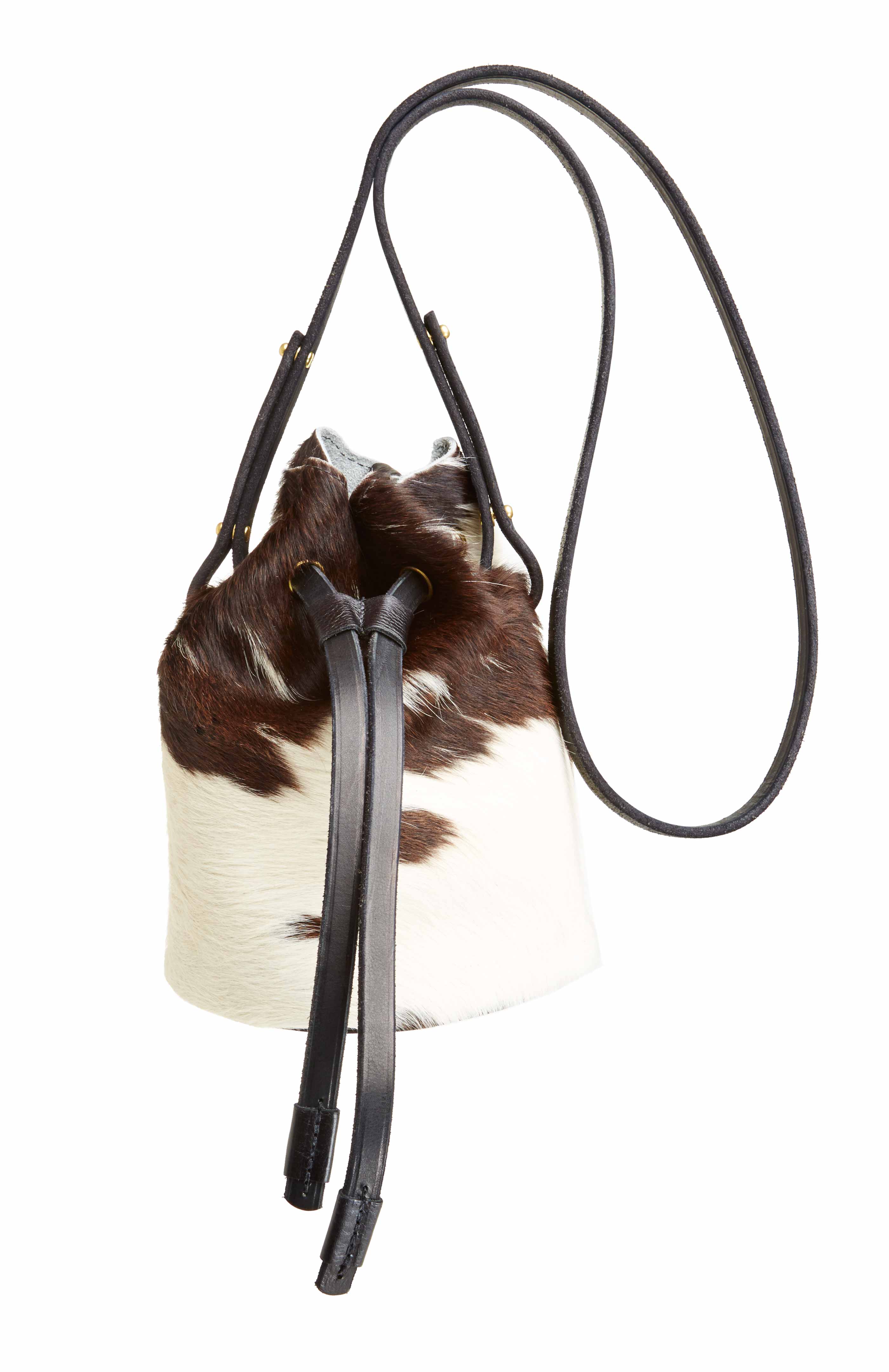 cowhide bucket bag