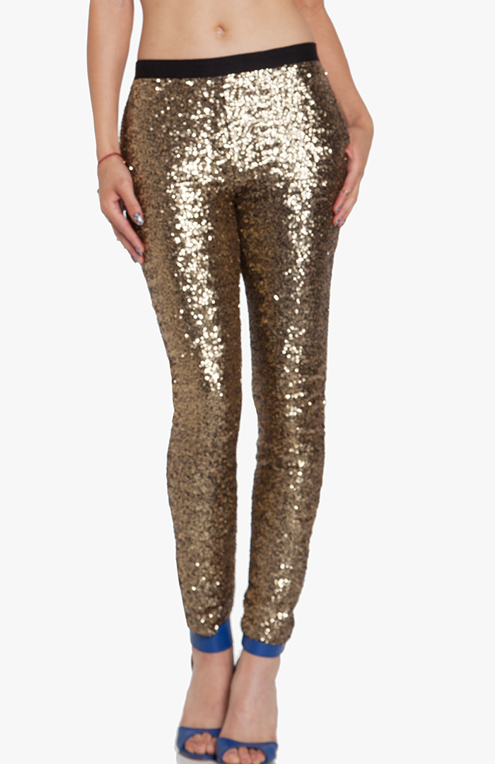 sequin pants gold