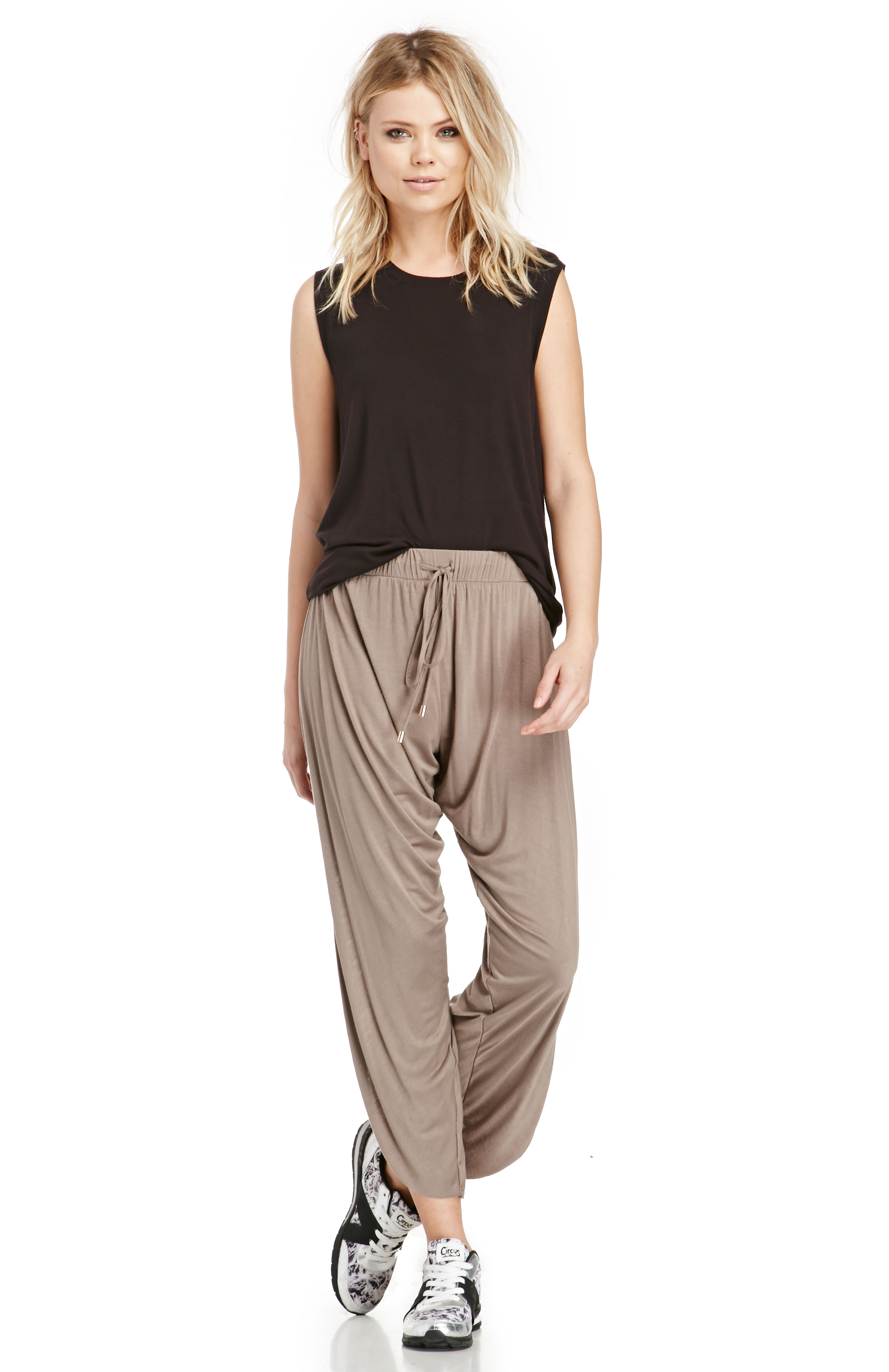 Draped Harem Split Pants In Olive Dailylook