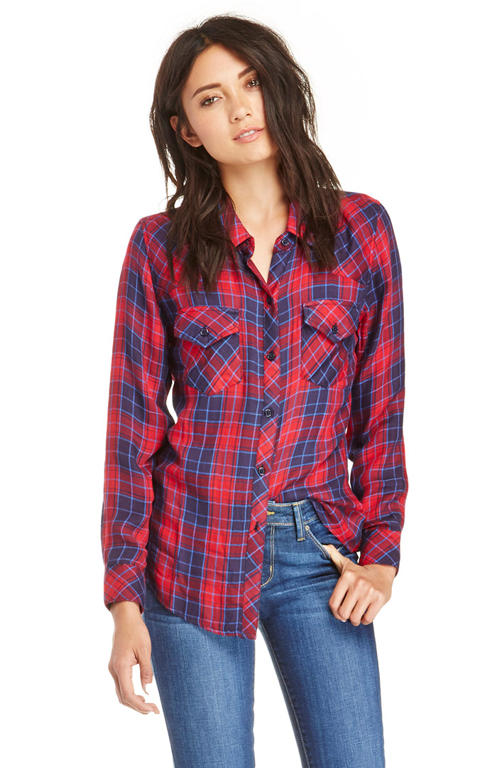 Rails Kendra Tencel Plaid Shirt in Red 