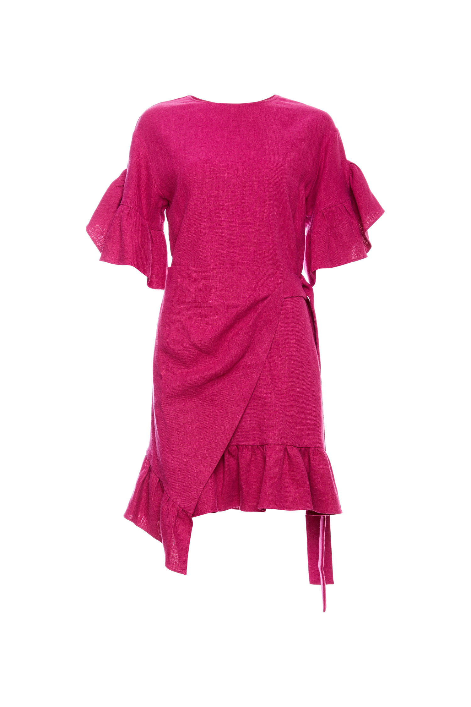 magenta wrap dress