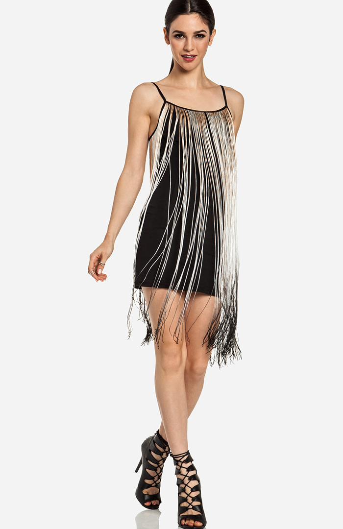 black tassel fringe dress