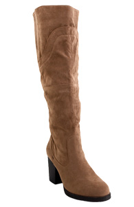 Faux Suede Western Knee High Boots