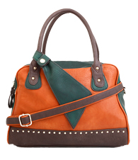 Color Block Studded Bowler Bag