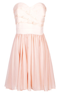 Strapless Pleated and Ruffle Dress