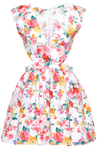 Floral Print Cutout Dress