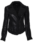 Distressed Leather Jacket with Fur