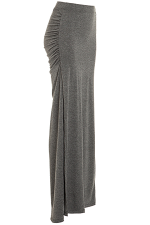 DAILYLOOK Ruched Side Slit Maxi Skirt