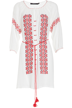 Embroidered Gauzy Dress Cover Up
