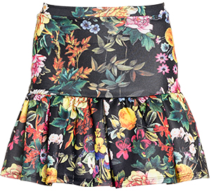 Dark Floral Flounce Skirt