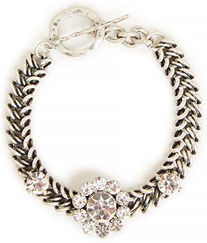 J.O.A. Flower Stone Chain Bracelet