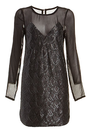 Line & Dot Monroe Sheer Contrast Sequin Dress