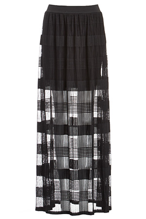 J.O.A. Pleated Striped Sheer Maxi Skirt