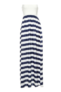 Strapless Striped Maxi Dress