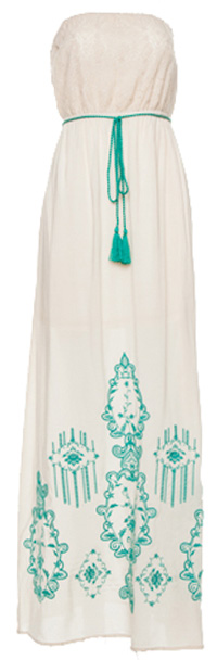 Strapless Embroidered Maxi Dress