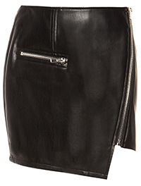 Zippered Vegan Leather Mini Skirt