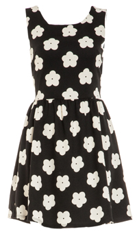 Daisy Print Fit and Flare Dress
