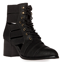 Cutout Lace Up Booties