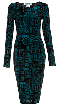 Geometric Velvet Midi Dress