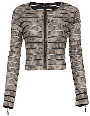 Striped Leatherette and Mesh Jacket