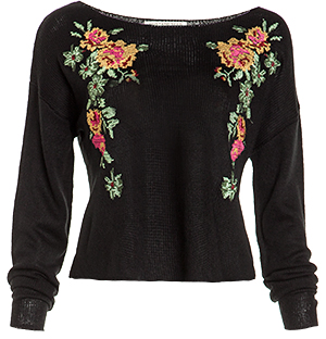 Floral Embroidered Cropped Sweater