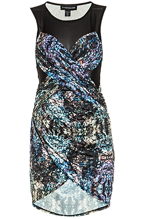STYLESTALKER Fractal Bodycon Dress in Rock Print