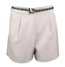 Khaki Sleek Shorts with Green Belt