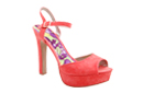 Coral Peep Toe Ankle Strap Shoes