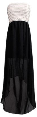 Dark Chiffon High-Low Slit Dress