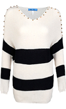 Striped Spike Shoulder Sweater
