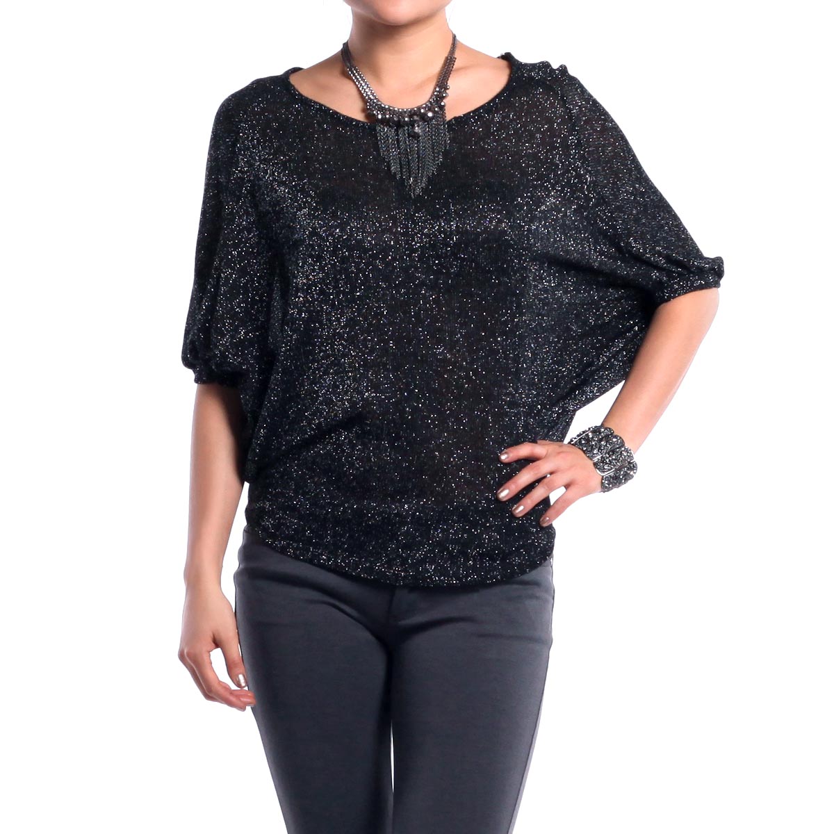Glitter batwing top Outlet