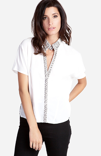 Snake Trim Collared Top Slide 1