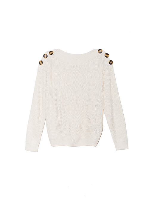 Button Shoulder Sweater