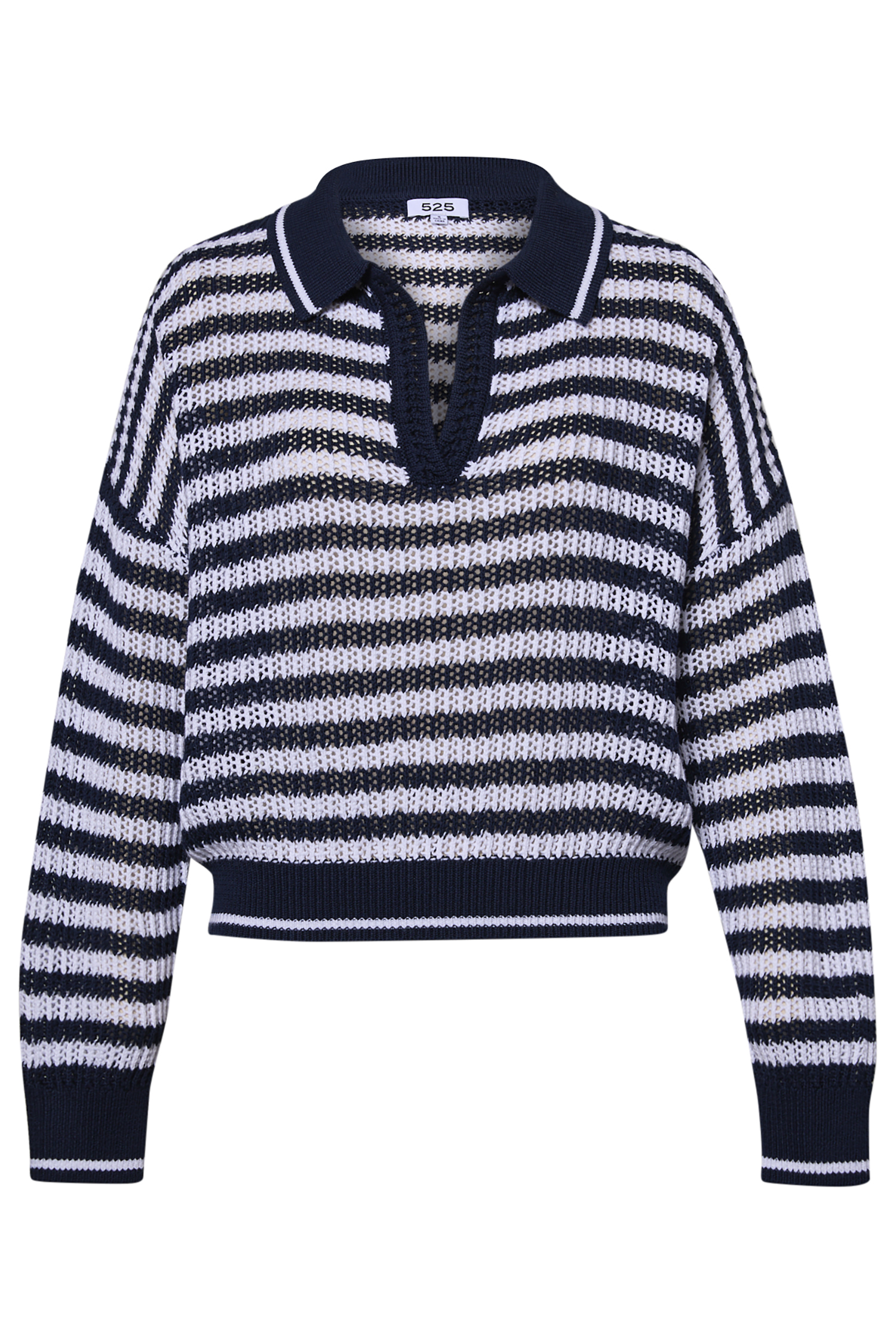 525 America Stripe Collared Pullover