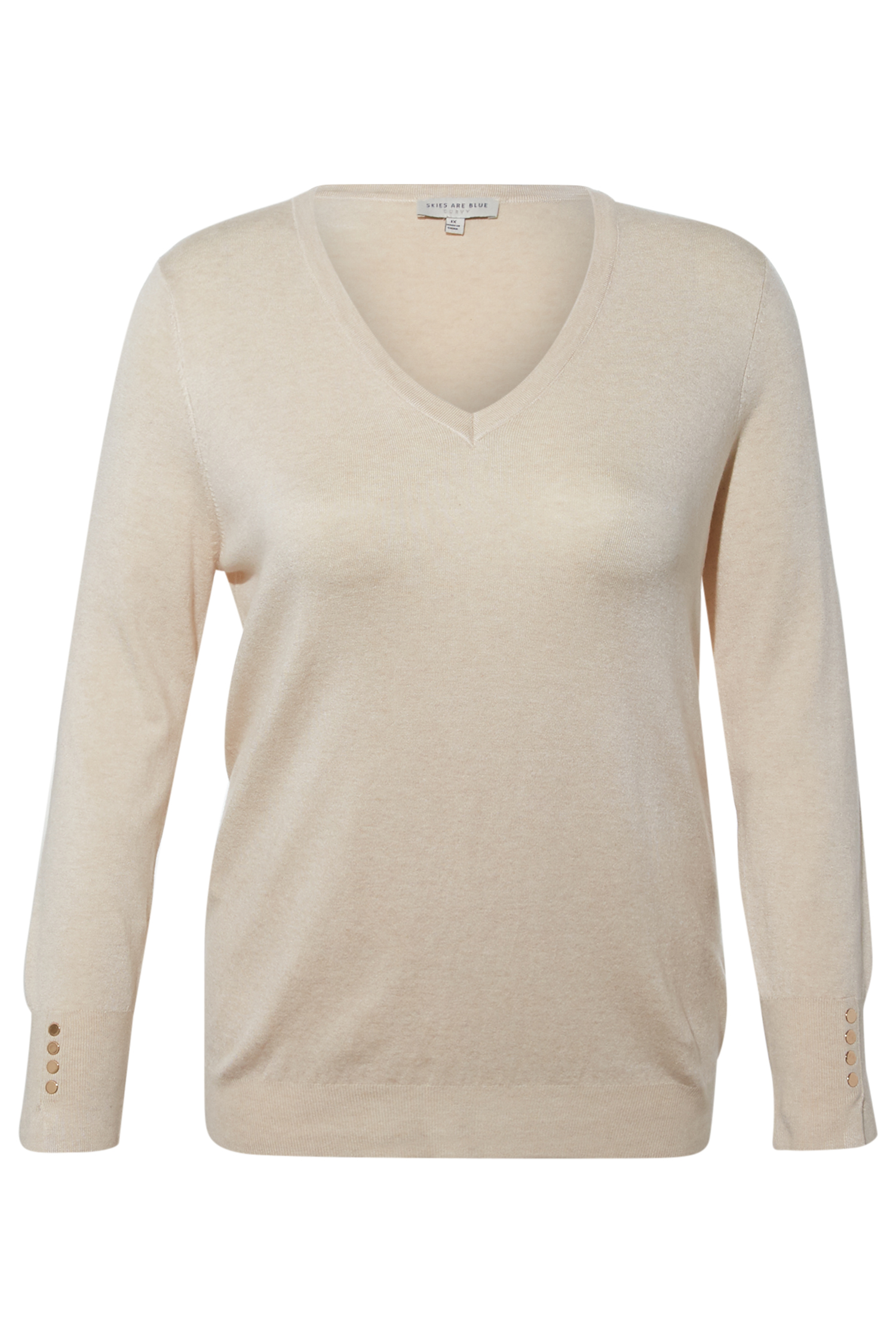 V Neck Knit Long Sleeve With Button Detail