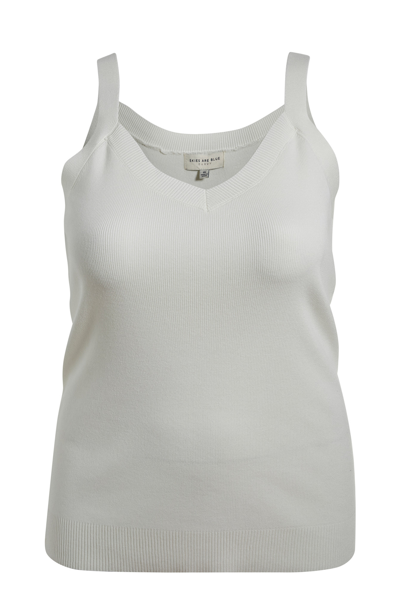 Skies Are Blue Ribbed V Neck Top